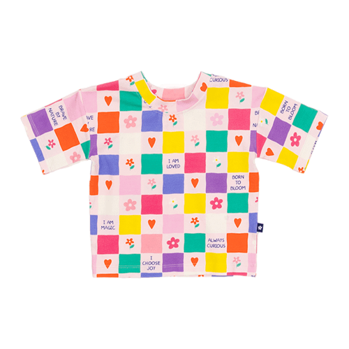 Larkspur Baby | Everyday Crew Neck Tee in Positive Badges