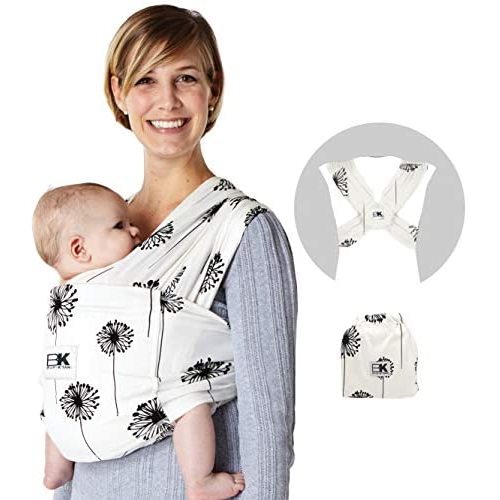Baby K'tan Print Baby Wrap Carrier, Infant and Child Sling - Simple Pre-Wrapped Holder for Babywearing - No Tying or Rings - Carry Newborn up to 35 lbs, Dandelion,Women 16-20 (Large), Men 43-46