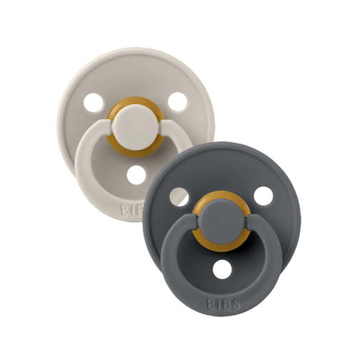 Colour Round Natural Rubber Latex Pacifier 2 Pack, Sand/Iron