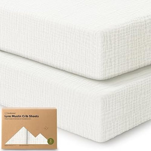 KeaBabies 2-Pack Muslin Crib Sheets for Boys, Girls - 100% Organic Cotton Fitted Baby Crib Mattress Sheet, Soft Breathable Standard Toddler Bed Cover Bedding Set, Neutral, Durable 52x28 (Soft White)