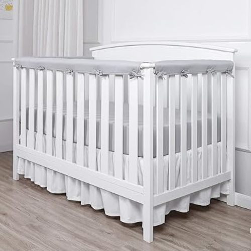 3pcs Guardrail Cover,Crib Rail Cover&Corner Guard Coverage Straps Protect Baby Teeth Crib Rail Covers for Teething (1 Long 2 Short)