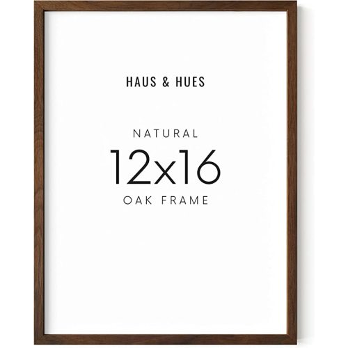 Haus and HUES Walnut 12x16 Picture Frame - Rustic Natural Wood Wall Art Display - Brown 12x16 Frame for Art Prints, Photos, Posters - Ready-to-Hang Vertically & Horizontally - Wooden Decor