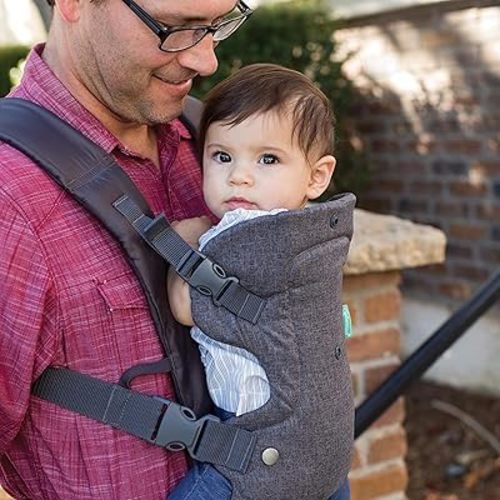 Infantino Flip 4-in-1 Convertible Baby Carrier, Adjustable, Ergonomic Babywearing, Registry Essential, Baby Carrier for Newborn to Toddler, Gray