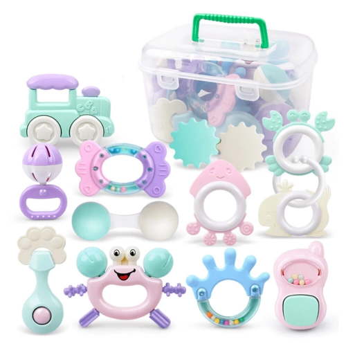 Baby Rattle Sets 14Pcs Teether Toys With Storage Box For Babies 0 6 12 Months Toys For Girl And Boy Gifts