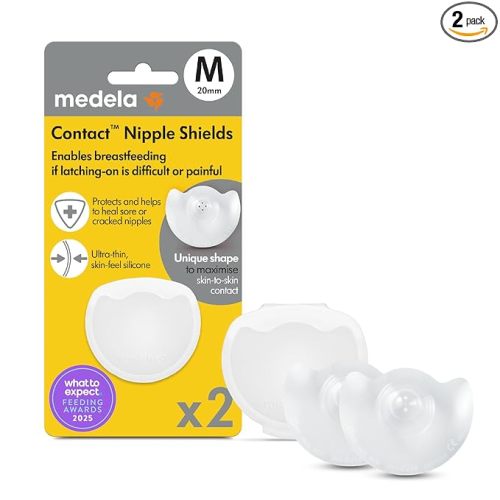 Medela Contact Nipple Shields, Medium 20mm, Food Grade Silicone | for Latching Difficulties During Breastfeeding, Flat or Inverted Nipples