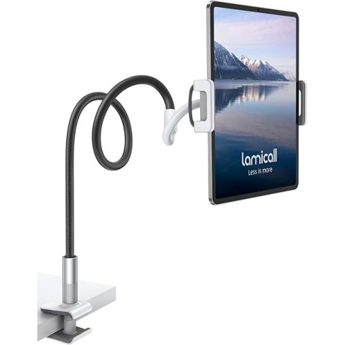 Lamicall Gooseneck Tablet Holder Mount, Quickly Adjustable Bed Flexible Arm