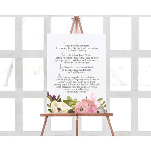 Floral LDS Young Women Theme Poster: Rose Antique (Digital Print)