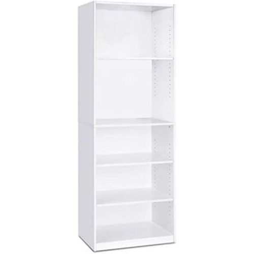 Furinno 5 Cubes Bookcase Space Saver Organizer Bookshelf w/Adjustable Open Shelves,White