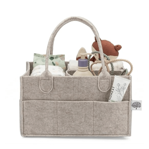 Parker Baby Diaper Caddy - Nursery Storage Bin and Car Organizer for Diapers and Baby Wipes - Oatmeal, Regular