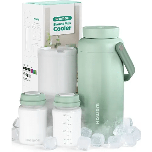 Breast Milk Cooler Bottle-24H Double-Layer Cooling, TSA Approved, 2 Leakproof Bottles & Ice Packs, (Non-Toxic BPA) for Travel, Work, Night Pumping, Gift for New Moms (Green)
