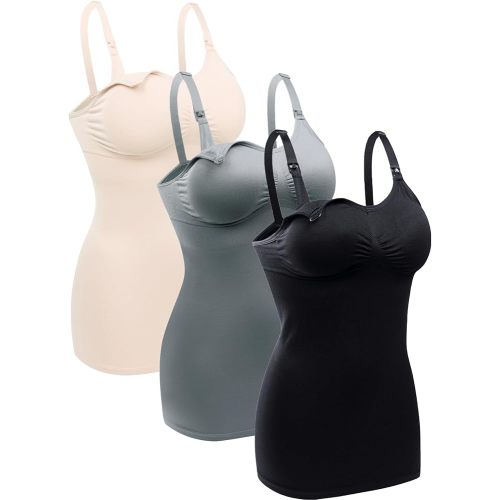 Womens Nursing Tank Tops Built in Bra for Breastfeeding Maternity Camisole Brasieres