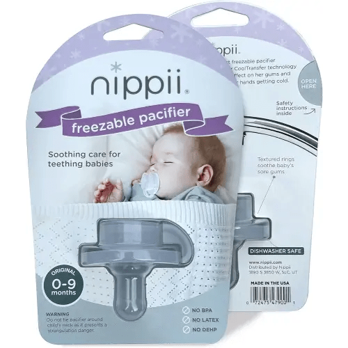 Freezable Pacifier for Baby Teething Relief - Safe Infant Teether with Cooling Effect - Easy to Clean, Medical Grade Soft Silicone - BPA Free - for Babies 0-9 Months - Made in USA