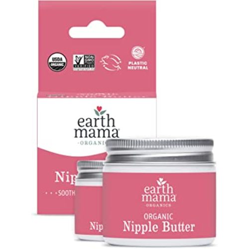 Organic Nipple Butter Breastfeeding Cream by Earth Mama | Lanolin-free, Postpartum Essentials Safe for Nursing, Non-GMO Project Verified, 2-Fluid Ounce (2-Pack)