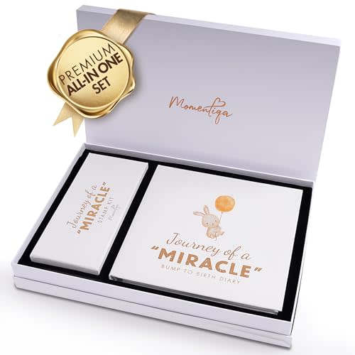 Momentiqa Premium Pregnancy Journal for First Time Moms 2025, All-in-One Keepsake Box with Wax Seal Kit and Footprint Kit Included, Elegant Baby Memory Book Gift Set with Photo Album, Bump to Birth