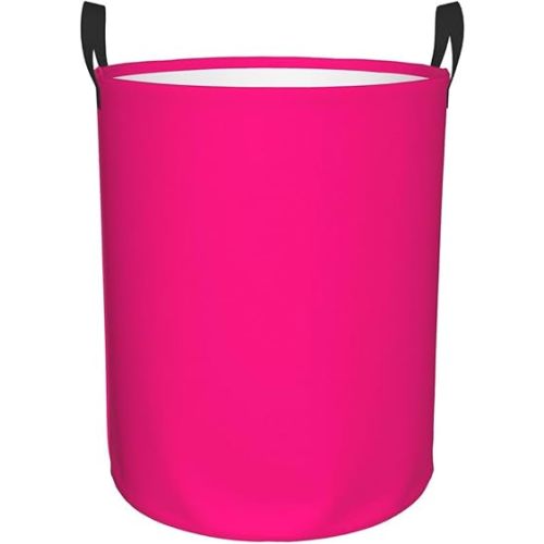 Large Laundry Basket, Hot Pink Color Bright Trend Collapsible Laundry Hamper Dirty Clothes Washing Bin for College Dorm Storage Essentials 15.7" x 19.6"