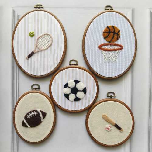 Vintage Sports Nursery Wall Art Set | Ralph Lauren Inspired Nursery | Football Baseball Basketball Soccerball Tennis Hoop Boy Room Decor