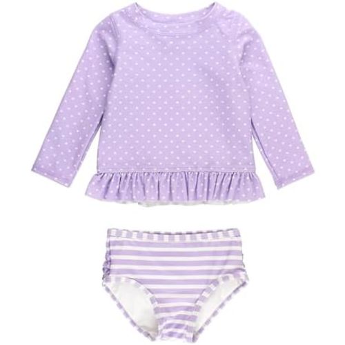 RuffleButts Baby/Toddler Girls Long Sleeve Rash Guard UPF50+ Sun Protected Bikini Swimsuit