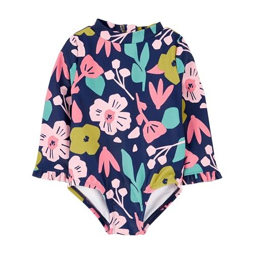 Simple Joys by Carter's Girls' Long Sleeve Zipper One Piece Swimsuit