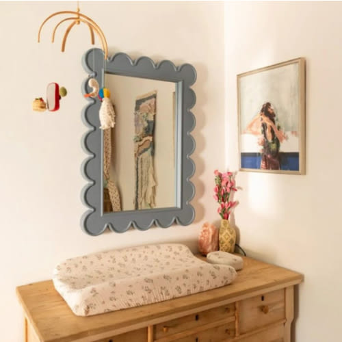 Hayli Scallop Mirror with Raised Lip Frame & Hand Finished Design