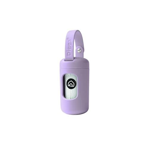 DIGGS Dog Poop Bag Dispenser for Leash - Premium Dog Waste Bag Holder with Easy One-Hand Dispensing (Lilac)