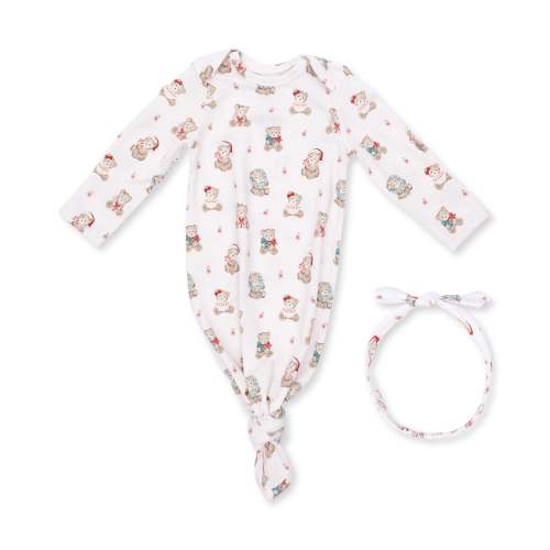 Christmas Teddy Bears Pink - Knotted Gown and Knotted Headband – Angel Dear