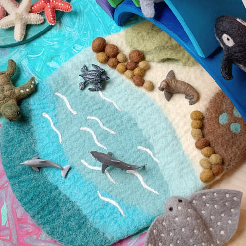 Felt Sea, Beach and Rockpool Play Mat Playscape - Tara Treasure