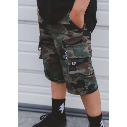 Camo Print Cargo Shorts For Boys