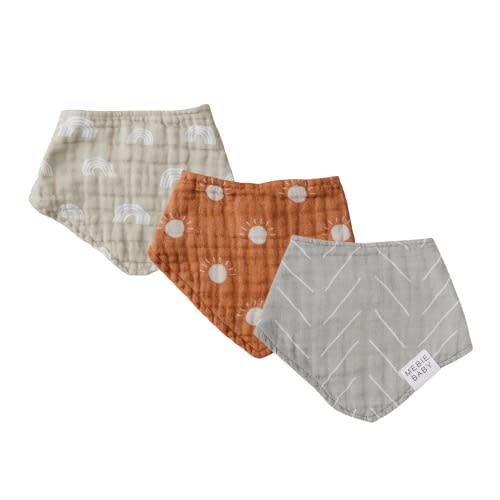 Mebie Baby Muslin Cotton Bib, 3 pack, Baby Bib Set for Burp, Spit Up, Drool, Bandana Bibs for Baby Boy or Baby Girl