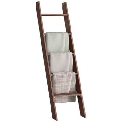 Blanket Ladder Decorative Farmhouse - for The Living Room, 5-Tier Ladder Shelf, Ladder Rack for Storage and Decor, Rustic Burgundy Color