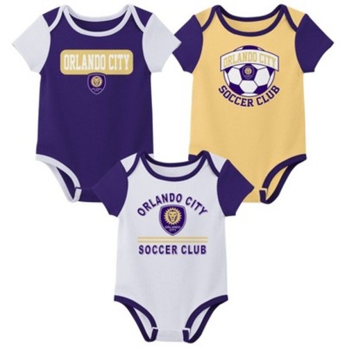 MLS Orlando City SC Infant Boys' 3pk Bodysuit - 0-3M: Team Logo Sports Apparel