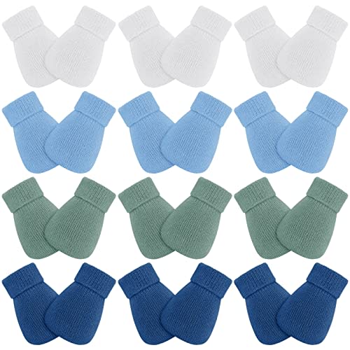 12 Pairs Baby Preemie Mittens Preemie Gloves No Scratch Baby Mittens Newborn Cotton Gloves for Premature Newborn Girls Boys