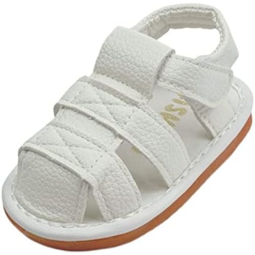 WILLFUN Baby Boy Girl Summer Infant Squeaky Sandals Premium Rubber Sole Closed-Toe Non-Slip Shoes Toddler First Walkers