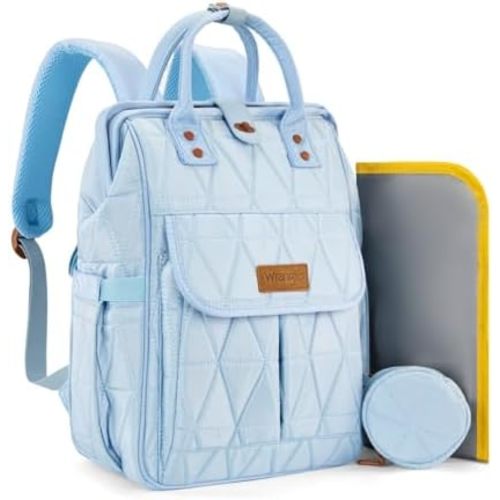 Montana West Wrangler Diaper Bag Backpack Baby Essentials Bag Quilted Travel Backpacks with Insulated Pockets, Portable Changing Pad, Stroller Straps, Pacifier Case