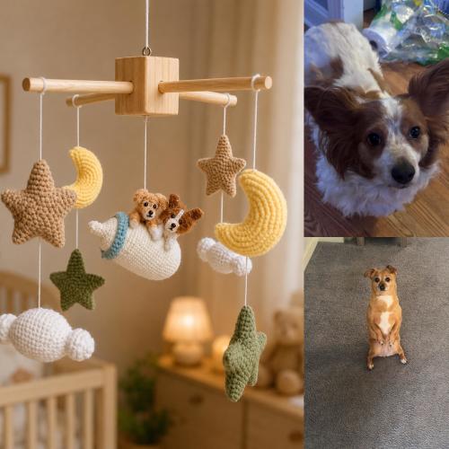 Custom Dog Baby Mobile,  Dog Nursery Mobile, Baby Bottle Mobile, Personalized Baby Nursery, Hanging Mobile, Baby Shower Gift, Christmas Gift