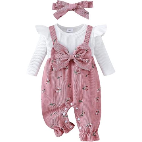 YINGISFITM Newborn Baby Girl Clothes Long Sleeve Romper One Piece Jumpsuit Fall Winter Infant Outfits 0 3 6 9 12 18 Months