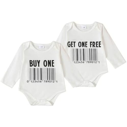 Newborn Baby Twins Clothes Funny Letter Print Romper Bodysuit Shirt Twins' Babys Gift Infant Boy Girl Fall Clothes