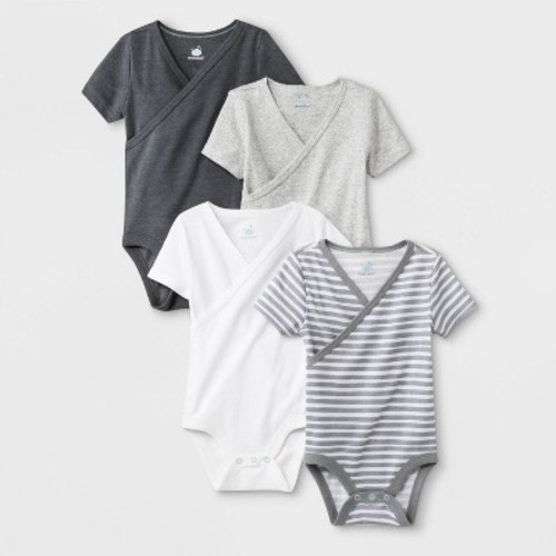 Baby 4pk Kimono Short Sleeve Bodysuits - Cloud Island™, Size: Newborn