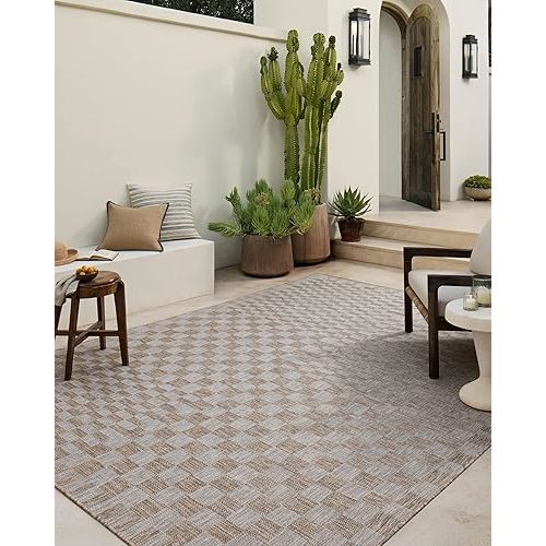 Loloi Amber Lewis Topanga Collection TOP-03 Natural/Dove 6'-7" x 9'-4" Indoor/Outdoor Area Rug