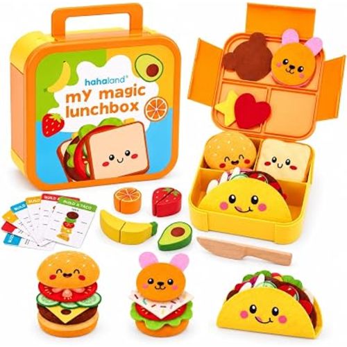 hahaland Pretend Play Food Travel Set Toy for Kids Kitchen Ages 3+, 43PCS
