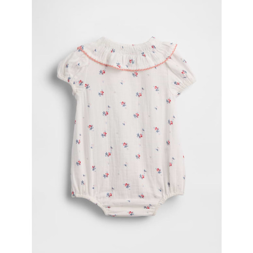 Baby Cotton Gauze Floral Collared Bodysuit