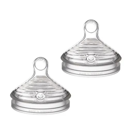 NUK Simply Natural Baby Bottle Nipples - Slow Flow, Silicone, Extra Soft, Anti-Colic Air System, BPA-Free, Pack of 2