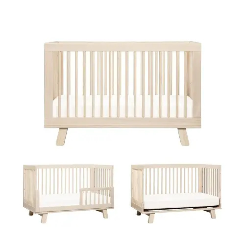 Babyletto Hudson 3-in-1 Convertible Baby Crib - GREENGUARD Gold Certified - Convertible Crib to Toddler Bed and Daybed - Baby Bed with 4 Adjustable Heights - Wooden Crib - Washed Natural