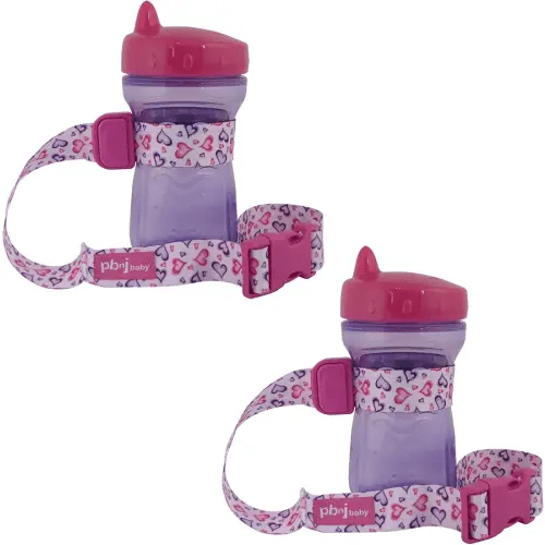 PBnJ Baby SippyPal Sippy Cup Holder Strap Leash Tether (Hearts 2-Pack)