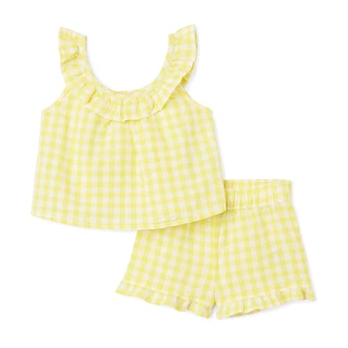 Amazon Essentials x Sofia Grainge Toddlers and Baby Girls' Cotton Linen Sleeveless Top & Shorts Set with Ruffles