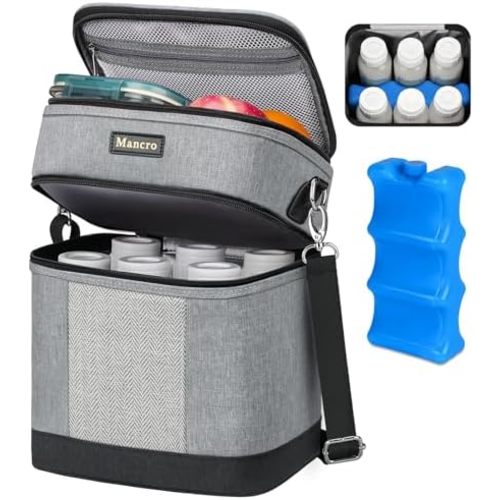 Mancro Breastmilk Cooler Bag with Ice Pack,Insulated Bottle Bag for Daycare