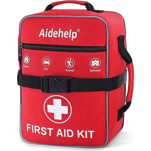 520 Pieces Premium First Aid Kit - Large Emergency Medical Kit for Survival, Car, Home, Travel, Camping, Backpack, Hiking, School (Red)