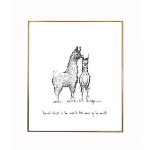 Llama mama and child "You will always be the miracle that makes my life complete". 8x10 archival quality fine art paper print