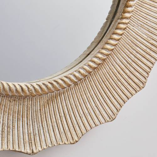 30" Bohemian Beige Round Wooden Decorative Bathroom Vanity Wall Mirror