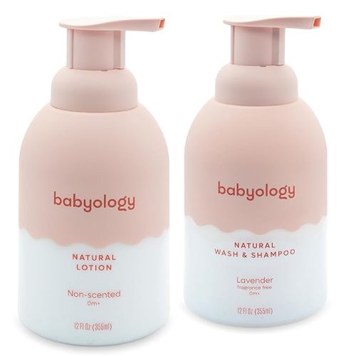 100% Edible Ingredients - All Natural Baby Wash and Shampoo Rose + Organic Baby Lotion SET - 12 FL OZ Good for Sensitive Skin or Eczema - Non Toxic - Fragrance Free (Set of 2)