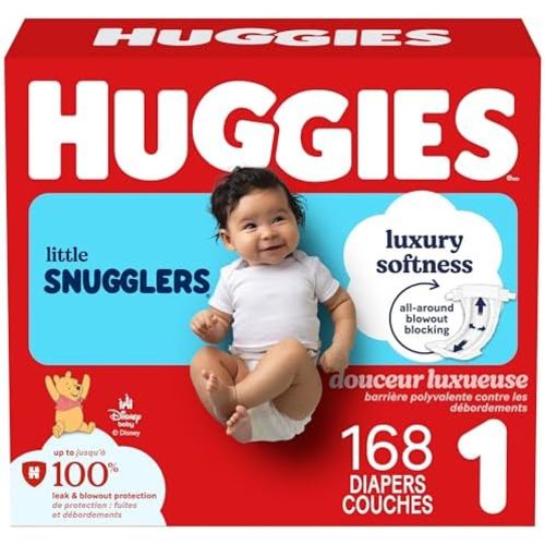 HUGGIES Little Snugglers Baby Diapers, Size 1, 168 Ct